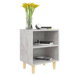 Berkfield Home Sturdy Bed Cabinet with Solid Wood Legs Concrete Grey 40x30x50 cm - Size: 40 x 30 x 50 cm - thumbnail 1