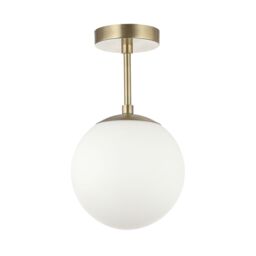 Happy Homewares Traditional Glass Globe IP44 Bathroom Ceiling Light Fixture in Metallic Gold - thumbnail 2