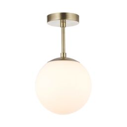 Happy Homewares Traditional Glass Globe IP44 Bathroom Ceiling Light Fixture in Metallic Gold - thumbnail 1