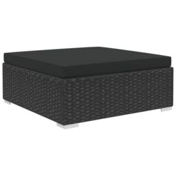 Berkfield Home 6 Piece Garden Lounge Set with Cushions Poly Rattan Black - thumbnail 6