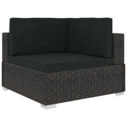 Berkfield Home 6 Piece Garden Lounge Set with Cushions Poly Rattan Black - thumbnail 4
