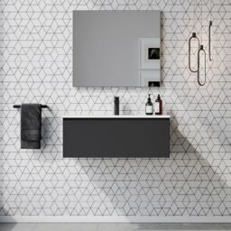 Banyetti Kameo 800mm Wall Hung 1 Drawer Vanity Unit with Lira Basin-Matt Black - thumbnail 2