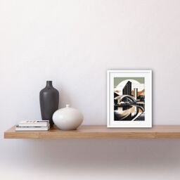 "Artery8 Wall Art Print Clyde Arc Bridge Abstract Cityscape Artwork Framed 9X7 Inch in White - Size: W7"" x H9""" - thumbnail 2