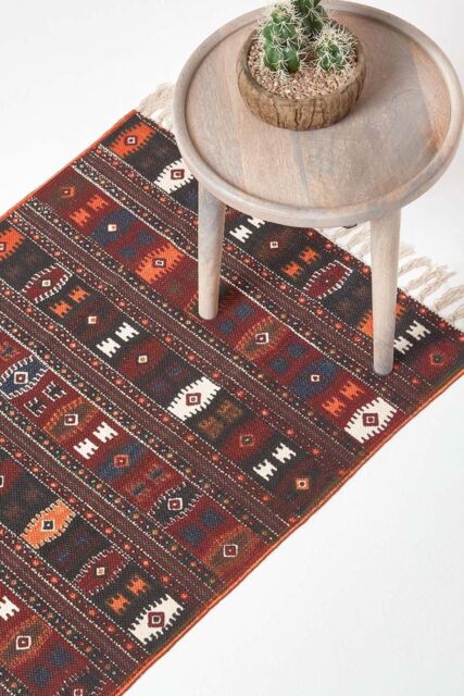 Homescapes Cotton Kilim Printed Multicolour Hall Runner, 66 x 200 cm - Size: 66 cm x 200 cm - image 1