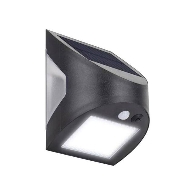 Masterplug Prysm Outdoor Solar Wall Light With Pir Motion Sensor-Black 300 Lumens in Black