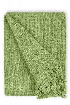 New Edge Blinds Waffle Collection Cotton Throw in Green - Size: 228 cm x 254 cm - image 1