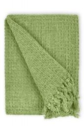 New Edge Blinds Waffle Collection Cotton Throw in Green - Size: 228 cm x 254 cm - thumbnail 1