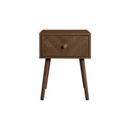 Birlea 1 Drawer Walnut Bedside Herringford Chevron Parquet in Brown - thumbnail 6