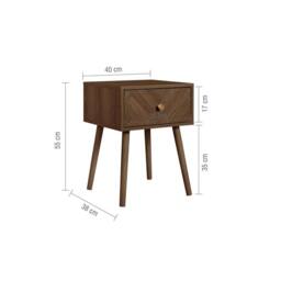 Birlea 1 Drawer Walnut Bedside Herringford Chevron Parquet in Brown - thumbnail 8