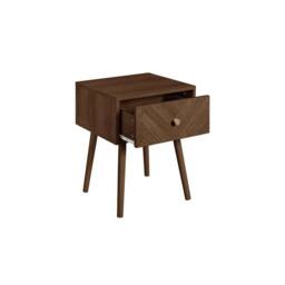 Birlea 1 Drawer Walnut Bedside Herringford Chevron Parquet in Brown - thumbnail 5