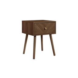 Birlea 1 Drawer Walnut Bedside Herringford Chevron Parquet in Brown - thumbnail 4