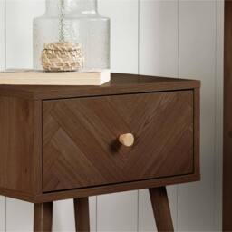 Birlea 1 Drawer Walnut Bedside Herringford Chevron Parquet in Brown - thumbnail 2