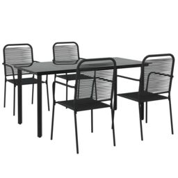 Berkfield Home 5 Piece Garden Dining Set Black Cotton Rope & Steel - thumbnail 3