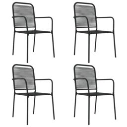 Berkfield Home 5 Piece Garden Dining Set Black Cotton Rope & Steel - thumbnail 4