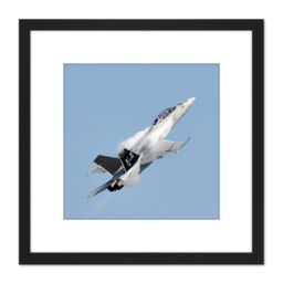 Artery8 Military USA Navy FA-18F Super Hornet Strike Fighter Photo 8X8 Inch Square Wooden Framed Wall Art Print Picture with Mount in Black - thumbnail 1