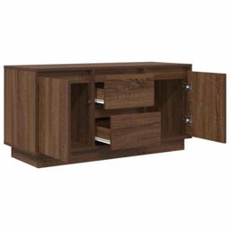 Berkfield Home TV Cabinet with LED Lights Brown Oak 100x41x50 cm - Size: 100 x 41 x 50 cm - thumbnail 6