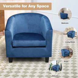 Alivio Modern Velvet Tub Accent Chair with Cushioned Seat & Curved Backrest in Blue - thumbnail 2