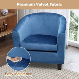 Alivio Modern Velvet Tub Accent Chair with Cushioned Seat & Curved Backrest in Blue - thumbnail 8