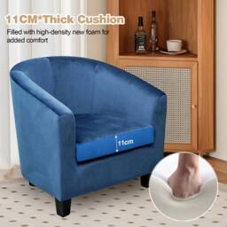 Alivio Modern Velvet Tub Accent Chair with Cushioned Seat & Curved Backrest in Blue - thumbnail 5