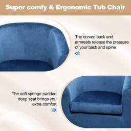 Alivio Modern Velvet Tub Accent Chair with Cushioned Seat & Curved Backrest in Blue - thumbnail 4