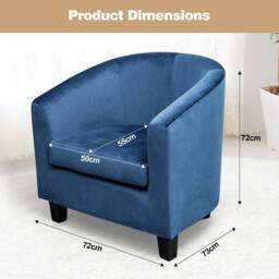 Alivio Modern Velvet Tub Accent Chair with Cushioned Seat & Curved Backrest in Blue - thumbnail 7