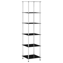 Berkfield Home 6-Tier Shelf Black 40x40x160 cm Tempered Glass - Size: 40 x 40 x 160 cm