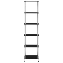 Berkfield Home 6-Tier Shelf Black 40x40x160 cm Tempered Glass - Size: 40 x 40 x 160 cm - thumbnail 2