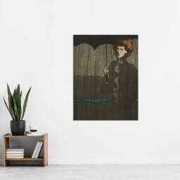 "Artery8 The Shower Art Nouveau Painting Steinlen Wall Art Poster Print in Grey - Size: W18"" x H24""" - thumbnail 4