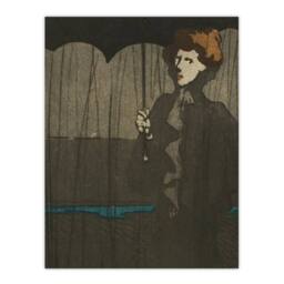 "Artery8 The Shower Art Nouveau Painting Steinlen Wall Art Poster Print in Grey - Size: W18"" x H24""" - thumbnail 1