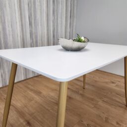 KOSY KOALA White Wood Rectangle Dining Table Kitchen Table Modern Wood Style Dinner Table Only - thumbnail 3