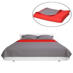 Berkfield Home Double-sided Quilted Bedspread Red & Grey 170x210 cm - thumbnail 2