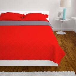 Berkfield Home Double-sided Quilted Bedspread Red & Grey 170x210 cm - thumbnail 4