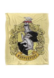 Warner Brothers Harry Potter Hufflepuff Rough Crest Blanket 152 x 127 cm in White - thumbnail 1