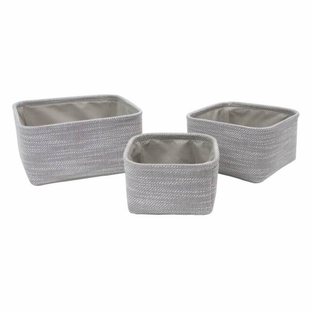 JVL Serena Square Storage Baskets - Set of 3 in Light Grey - image 1
