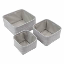 JVL Serena Square Storage Baskets - Set of 3 in Light Grey - thumbnail 5