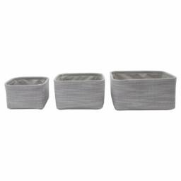 JVL Serena Square Storage Baskets - Set of 3 in Light Grey - thumbnail 3