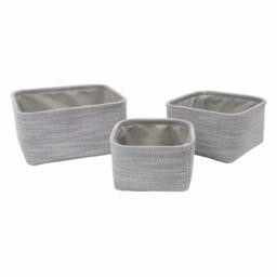 JVL Serena Square Storage Baskets - Set of 3 in Light Grey - thumbnail 1