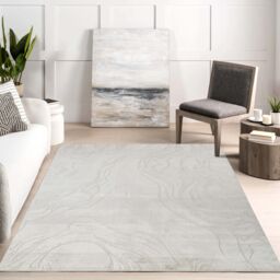 Desire Rugs Novu Modern Abstract Living Room Area Rug Metallic Sheen- Stream Beige - Size: 200 cm x 290 cm