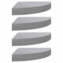 Berkfield Home Wall Corner Shelves 4 pcs Concrete Grey 25x25x3.8 cm MDF - thumbnail 3