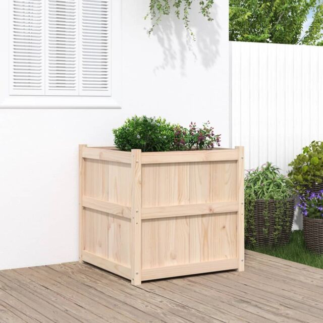 Berkfield Home Garden Planter 70x70x70 cm Solid Wood Pine in Brown - Size: 70 x 70 x 70 cm