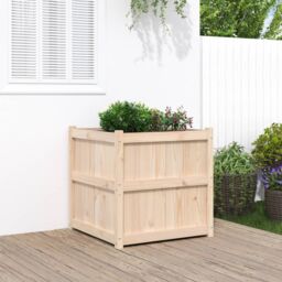 Berkfield Home Garden Planter 70x70x70 cm Solid Wood Pine in Brown - Size: 70 x 70 x 70 cm - thumbnail 1