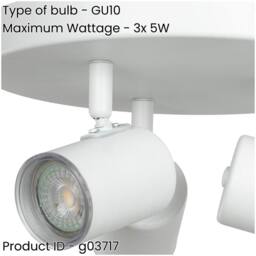 Loops White Triple Round GU10 Ceiling Spotlight - Elegant Bathroom Lighting - thumbnail 2