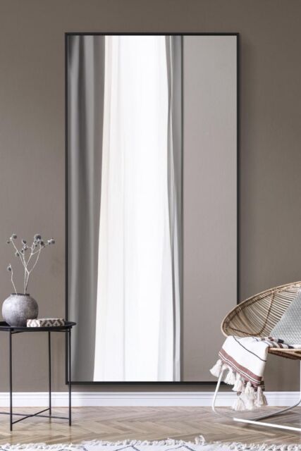"MirrorOutlet Black Aluminium Edged Wall Mirror 79"" X 39"" (200CM X 100CM) - Size: 1 Pack" - image 1