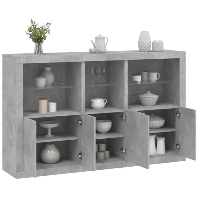Berkfield Home Sideboard with LED Lights Concrete Grey 162x37x100 cm - Size: 162 x 37 x 100 cm - image 1