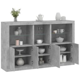 Berkfield Home Sideboard with LED Lights Concrete Grey 162x37x100 cm - Size: 162 x 37 x 100 cm - thumbnail 1