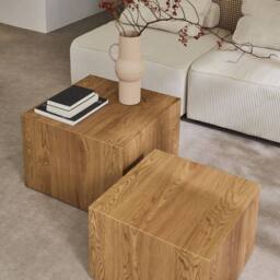 sweeek Set of 2 square wood effect nesting coffee tables in Beige - thumbnail 4