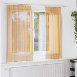 Berkfield Home Voile Curtains with Rod Pockets 2 pcs Orange - thumbnail 1