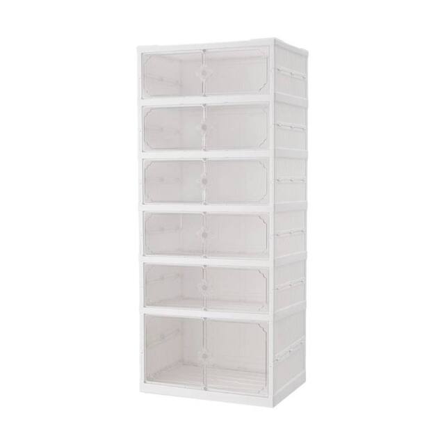 KORVIXA 6 Tier Plastic Folding Shoe Storage Box in White - Size: 900mm - image 1