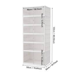 KORVIXA 6 Tier Plastic Folding Shoe Storage Box in White - Size: 900mm - thumbnail 2