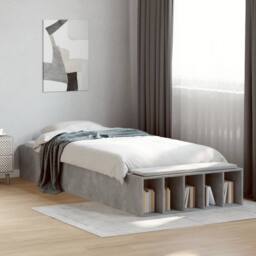Berkfield Home Modern Bed Frame without Mattress Concrete Grey 75x190 cm Small Single - thumbnail 2
